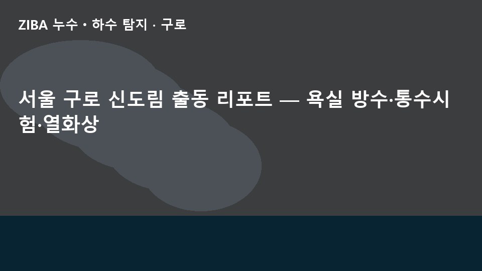 서울 구로 신도림 출동 리포트 — 욕실 방수·통수시험·열화상